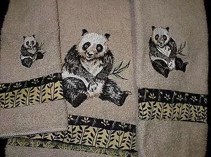 PANDA (emb.) TOWEL SET - Picture 1 of 2