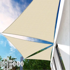 Parasol Vela Beige Triángulo Toldo Refugio Exterior Sombra Cubierta Con Kits - Imagen 1 de 8