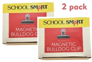 Box of 2 School Smart Magnetic Clips, 2 Inches, Nickel Plated 12 Count x 2 - Picture 1 of 2