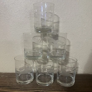 Vintage 6er Set geätzte Golf Course Low Ball Whisky/Trinkgläser - Bild 1 von 13
