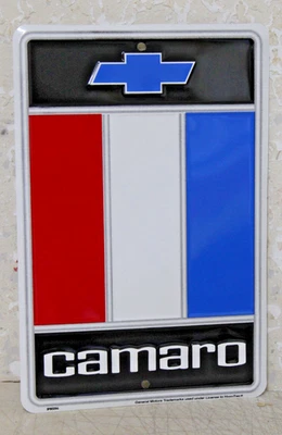Letrero Chevy CAMARO Barra de Metal en Relieve Hombre Cueva Garaje Tienda Bar Decoración de Pared HECHO EN EE. UU. Foto 1 de 4