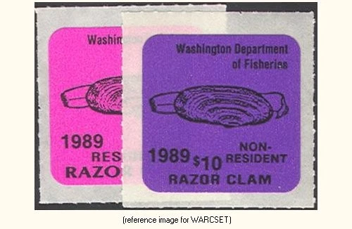 HALFPRICEFISH Washington Razor Clam Stamp Cplt Set 1989 (2) - Image 1 of 1