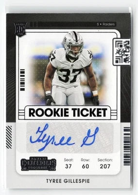 2021 PANINI CONTENDERS ROOKIE TICKET TYREE GILLESPIE #212 AUTO RC RAIDERS - Image 1 of 3