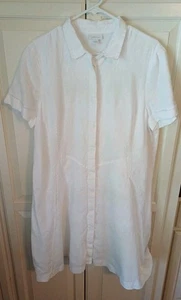 Vestido J Jill de lino blanco, botones delanteros, bolsillos, cuello, forrado, L excelente - Imagen 1 de 5