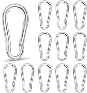 12 Pack Spring Snap Hook Heavy Duty Carabiner Clip for Outdoor Silver - Picture 1 of 7