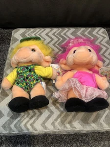 SET 2 NEUE VINTAGE 1992 CHOSUN INT'L TROLIO TROLLS PLÜSCHPUPPEN mit ORIGINAL ETIKETT - Bild 1 von 6
