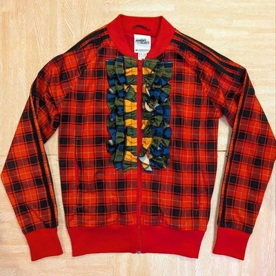 Chaqueta deportiva Adidas Jeremy Scott JS con volantes a cuadros roja talla S ¡COMO NUEVA! Foto 1 de 4