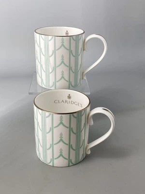 William Edwards For Claridge’s Hotel London Pair Of Bone China Mugs Jade Deco - Image 1 of 4