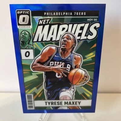 2024-25 Panini Donruss Optic Tyrese Maxey 76ers Net Marvels Blue 11/49 SSP - Image 1 of 3