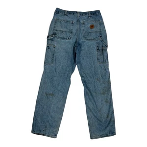 Vintage Carhartt Blue Carpenter Denim Jeans Size 32x32 Stain Grunge Distressed - Bild 1 von 16