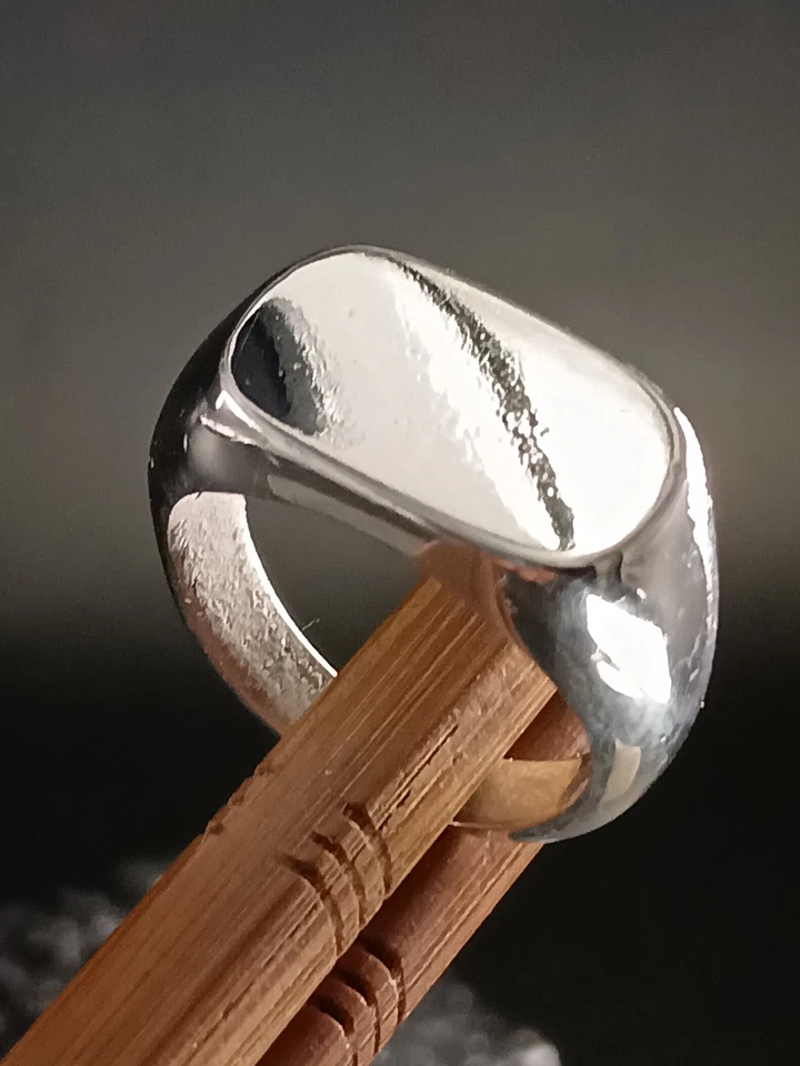 Anillo de sello grueso modernista vintage de plata pesada talla M `10 g Foto 1 de 4