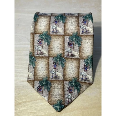 Corbata de seda vintage Tropicals by Tango Hula niñas palmeras hawaianas playa Foto 1 de 4