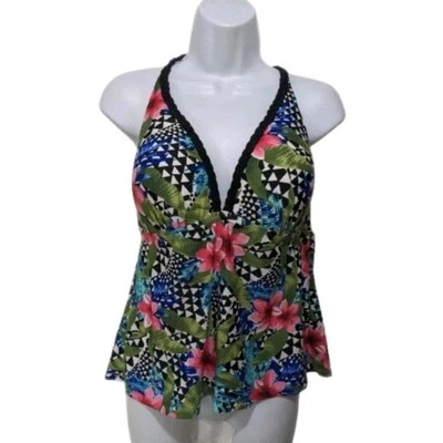 Nuevo con etiquetas Camiseta de natación Tankini Aqua Couture para mujer XL push up playa tropical #2175 Foto 1 de 4
