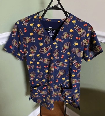 Women's Prints by Maevn Small Scrub Top V-Neck - Image 1 of 3