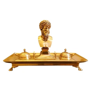 ANTIK 19. Jh. FRANZÖSISCHES REICH VERGOLDETE BRONZE DORE INKWEL, signiert BARBEDIENNE 1850er - Bild 1 von 24