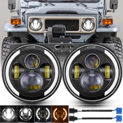 Par de faros LED redondos de 7 pulgadas con intermitente para Toyota FJ Cruiser 2007-2014 Foto 1 de 4