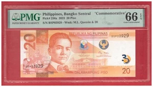 2023 PHILIPPINES 20 Piso 30th BSP Commemorative Note BSP 03929 PMG 66 EPQ - Picture 1 of 6