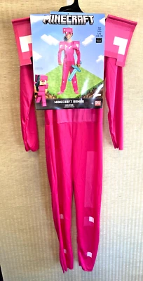 NOVO Macacão Infantil Minecraft Clássico Armadura Rosa Fantasia de Halloween com Máscara L 10-12 - Imagem 1 de 4