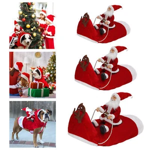 Santa Claus Riding Costume Fancy Dress Dressing up Creative Outfit for Puppy - Picture 1 of 9