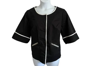 Sejour Plus Size 16W Black 3/4 Sleeve Cotton Jacket - Picture 1 of 10