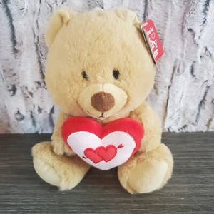American Greeting Valentine Teddy Bear Plush Holding Heart Valentine's Love 8" - Picture 1 of 7