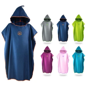 One Size Beach Bath Microfiber Surf Poncho Robe With Hood Wetsuit Changing Towel - Picture 1 of 16
