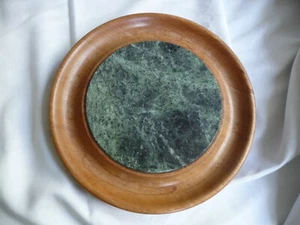 Cheese board MARBLE & TEAK edge for nuts/grapes QUALITY British made 24&15cmU5 - Picture 1 of 3