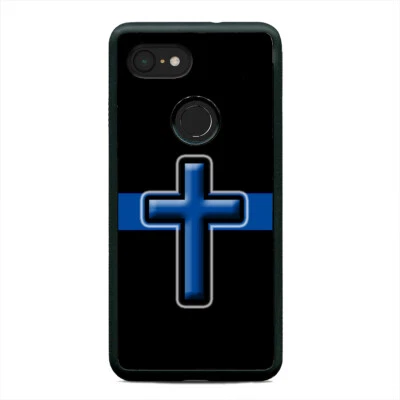 Cross Thin Blue Line Police Heroes Phone Case Cover For Google Pixel 3 3XL 2XL - Image 1 of 4