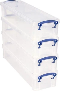 Really Useful Storage Box 1.5 Litre Strong ,Clear Plastic (Ruler Box) 4 Pack - Picture 1 of 7