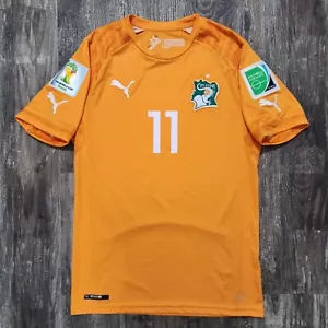 2014 Puma Ivory Coast Home Soccer Jersey Didier Drogba Men S Africa Chelsea EPL - Picture 1 of 9