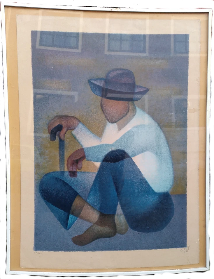 Lithographie originale signée Louis Toffoli "Le Solitaire" - Photo 1/2