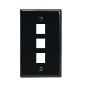 Placa de pared Keystone de 3 puertos cara lisa negra - Imagen 1 de 1
