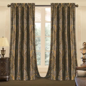 Luxury Jacquard Curtains for Bedroom, Classic Antique Lined Damask Curtains 2 Pa - Picture 1 of 7