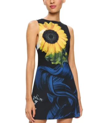 Новый, Alice + Olivia Clyde Shift платье в черном - размер 2 #MD614 - Изображение 1 из 4