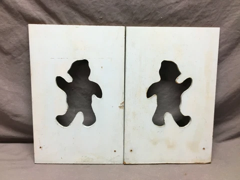 Small Vintage Pair Marching Bear Cutout Masonite 12x18 Shutters Blue Old 26-22B Cover