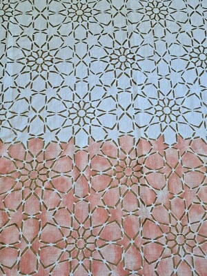 World Market 100% Cotton Shower Curtain Pink/White/Gold - Image 1 of 4