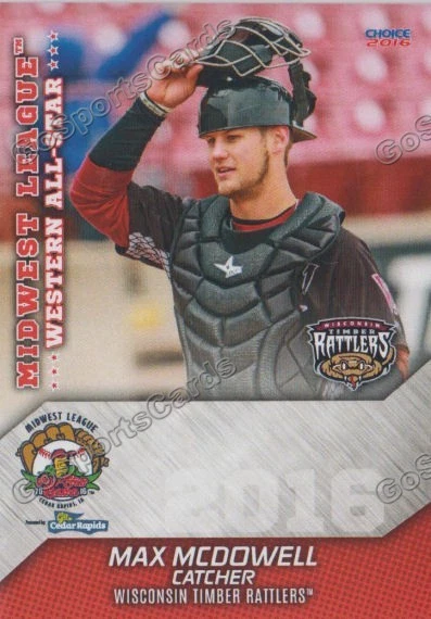 2016 Midwest League All Star R Max McDowell RC Rookie Milwaukee Brewers - Image 1 of 1