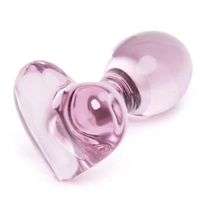 Lovehoney Glass Butt Plug - P-Spot Heart 3 Inch Ass Anal Plug - Waterproof - Picture 1 of 7