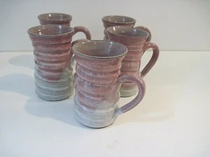McWhirter Pottery Celo NC North Carolina Five mugs  3 2/8" Tall.  Excellent! - Picture 1 of 3