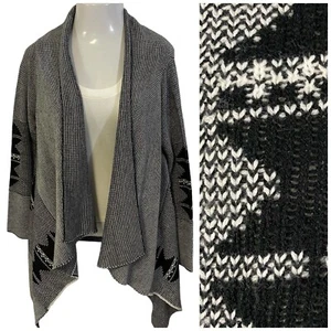GNW Sweater Womens Small Cardigan Waterfall Black Knit Career Cozy Cabin Ski - Picture 1 of 14