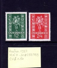 E689- AUSTRIA stamps 1937 MNH full set SC#388 & #389 superb condition CV $1.5