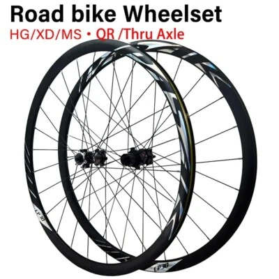 700C Rennrad-Laufradsatz Scheibenbremse 6 Sperrklinken Steckachsnabe HG XD MS - Bild 1 von 4