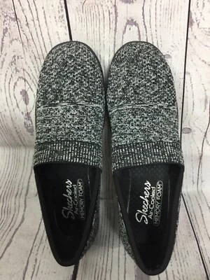 SKECHERS Women’s Air Cooled Slip On Memory Foam Walking Shoes Black White Grey 8 - Image 1 of 4