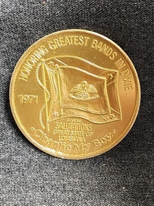 1971 Mardi Gras Doubloon Krewe Of Mid-City Honoring Greatest Bands In Dixie - Picture 1 of 2