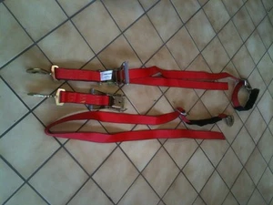 (2 pack) RED RATCHET AXLE STRAP TIE DOWN TOW AUTO HAULER SHACKLE CLEVIS SLING - Picture 1 of 1