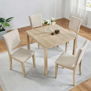 5-piece Dining Table Set with 4 Chairs, Dining Table Set for 4 People Wooden - Picture 1 of 47