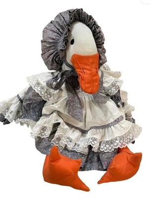 70s Patchwork Quilted Goose Handmade Stuffed Decor Calico Floral Vintage Plush - Image 1 of 4