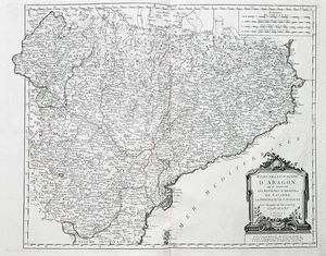 Espana Aragon Cataluna Navarra Catalunya Spain grabado map Karte Santini 1776 - Bild 1 von 1