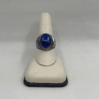 Anillo de sello de lapislázuli de plata de ley 925 tamaño 10,25 20 g Foto 1 de 4