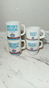 Four(4) Vintage AMOCO Meyer’s Station Milk Glass Mugs - New Haven, MO 1980s - Picture 1 of 7